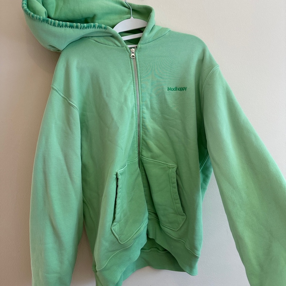 Mad happy Ombré Seafoam Green Zip Up Hoodie XL